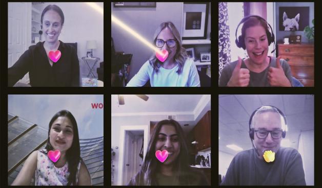 Group of people on a zoom style call.