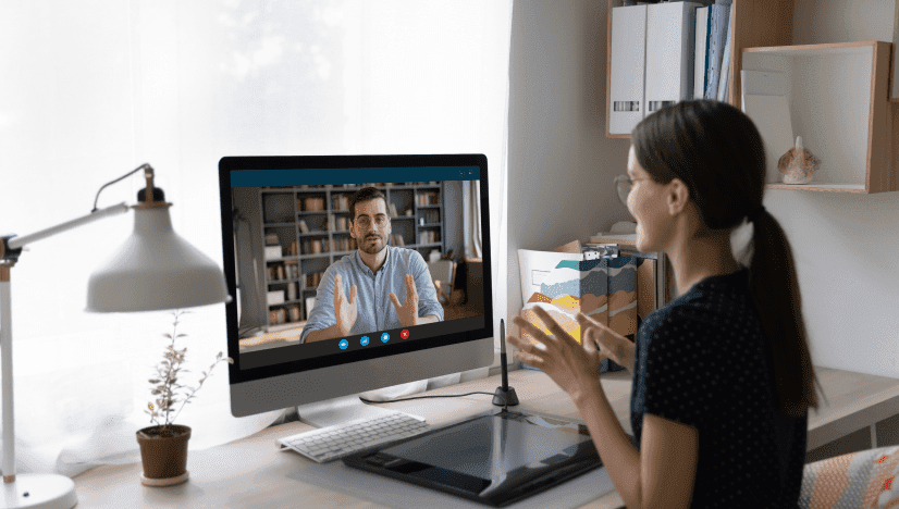 Desk computer video call