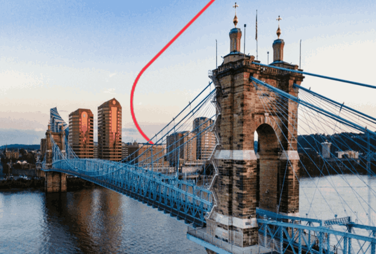 Cinci bridge with red line